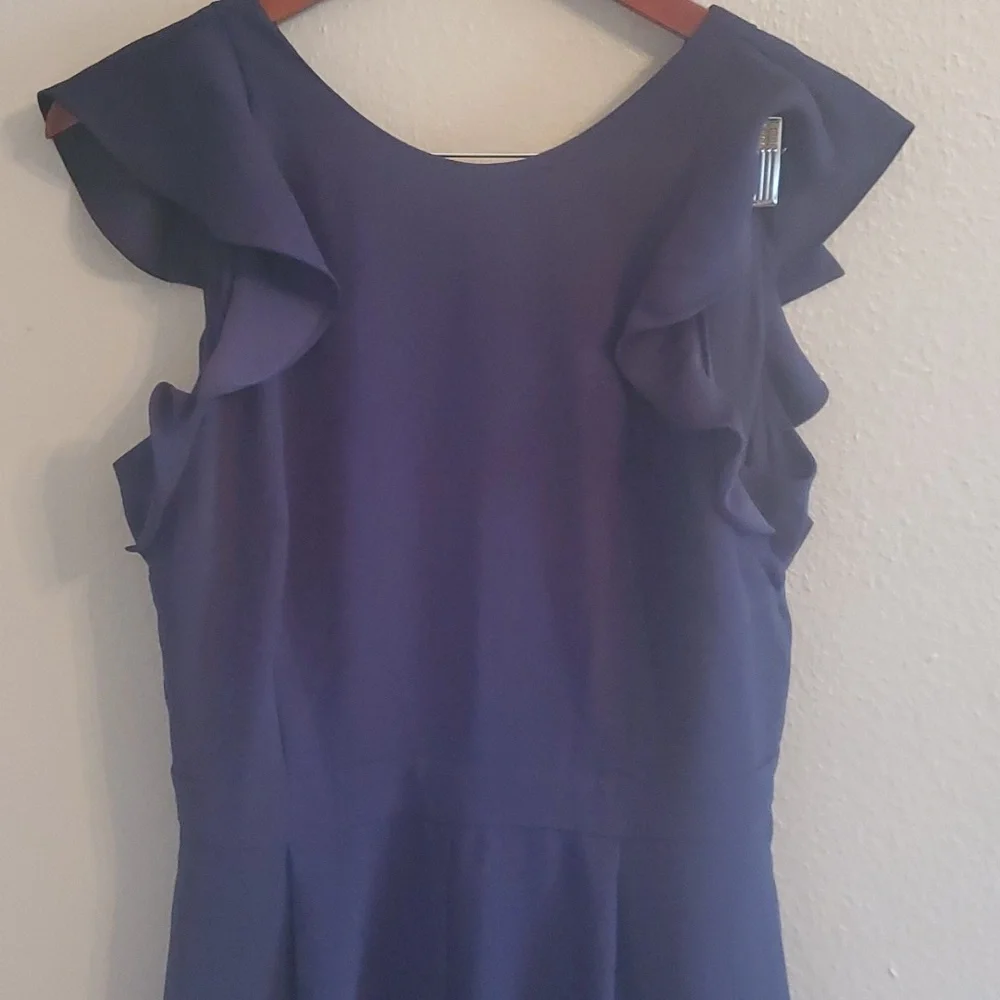 J. Crew Navy Ruffle-Sleeve Jumpsuit